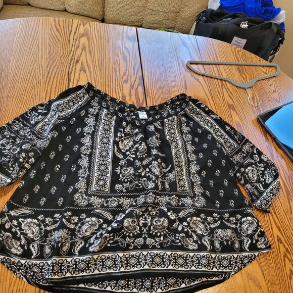 Bila Bohemian Black and White Blouse sz 2x - Picture 1 of 4